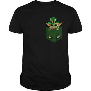 St Patricks Day Irish Baby Yoda In Pocket Shirt